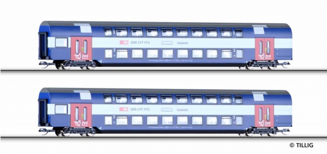 Set of 2 Double Decker Passenger car 2nd class<br /><a href='images/pictures/Tillig/01666.jpg' target='_blank'>Full size image</a>